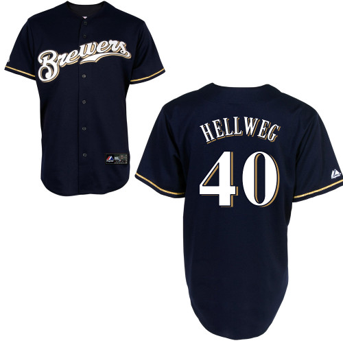 Johnny Hellweg #40 mlb Jersey-Milwaukee Brewers Women's Authentic 2014 Navy Cool Base BP Baseball Jersey